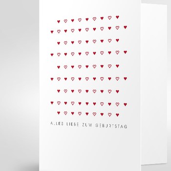 Trixi Gronau • viele kleine Herzen Glückwunschkarte,Farbe weiss Offsetdruck rot, grau, Motiv