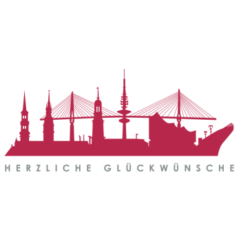 Birthday card white Print red Skyline Hamburg Trixi Gronau, detail