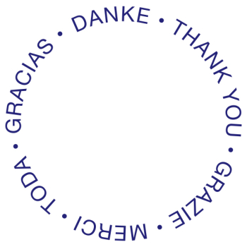 Trixi Gronau THANK YOU ROUND Card B6 multilingual Color Offset Printing blue, Detail