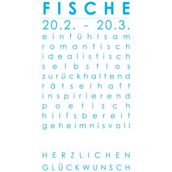Sternzeichenkarte Fische Druck blau, Detail