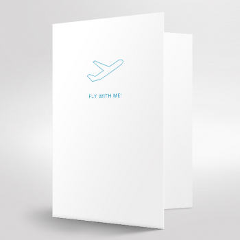 Trixi Gronau Grusskarte weiss B6 FLY WITH ME Greeting in blau