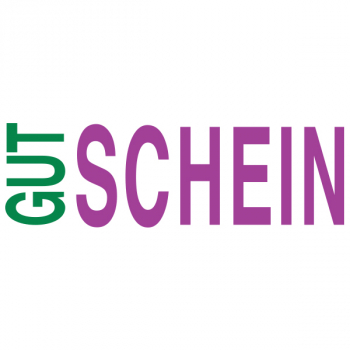 Gutscheinkarte Druck aubergine und grün, Detail