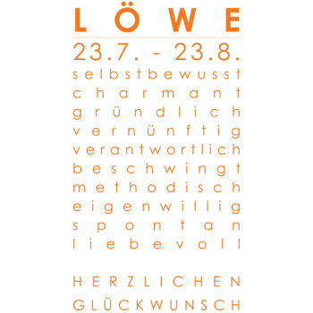 Sternzeichenkarte Löwe Druck orange, Detail
