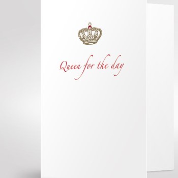 Trixi Gronau • QUEEN FOR THE DAY Grusskarte,Farbe Offsetdruck mehrfarbig mit Swarovski elements, Detail