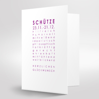 Sternzeichenkarte Schütze Druck bordeaux