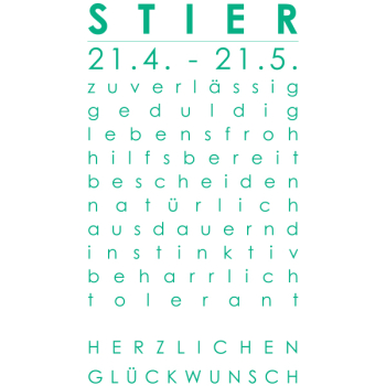 Sternzeichenkarte Stier Druck grün, Detail