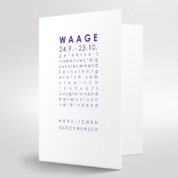 Sternzeichenkarte Waage Druck lila