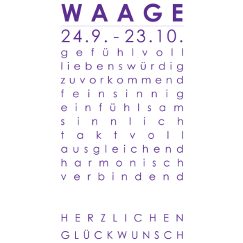 Sternzeichenkarte Waage Druck lila, Detail