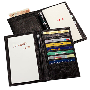 Wallet with writing pad, black deerskin, Trixi Gronau