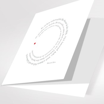 Trixi Gronau • Heinrich Heine Gedicht  Hochzeitskarte, Liebesgedicht, Farbe weiss, Druck rot, Detail