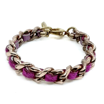 Preview: Vain CHOCKER Armband pink rosévergoldet, rosévergoldeter Karabinerverschluss