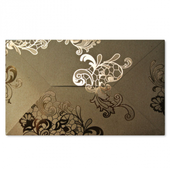 Geschenkumschlag braun mit goldener Heißfolienprägung
