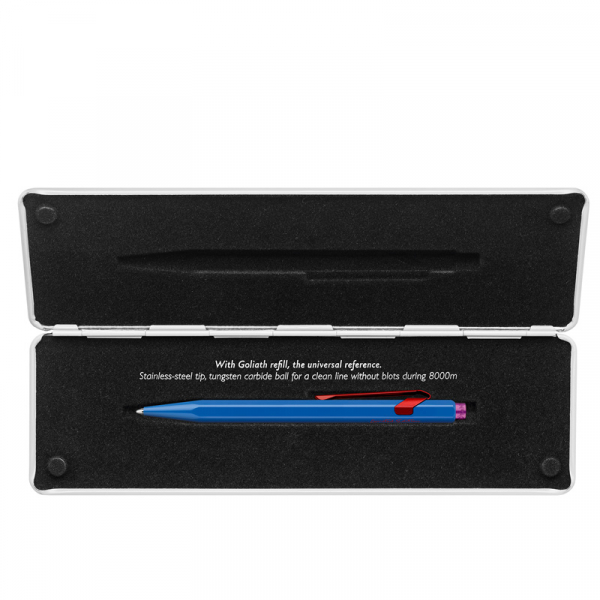 caran d Ache 849 ballpoint Claim Your Style Cobalt Blue inside case