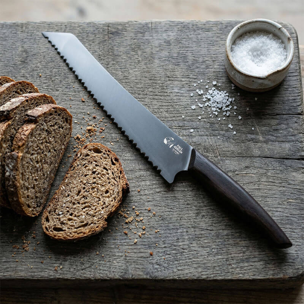 Paul Adrian Brotmesser Beluga Ebenholz Griff, Klinge DLC beschichtet, style mit Brot