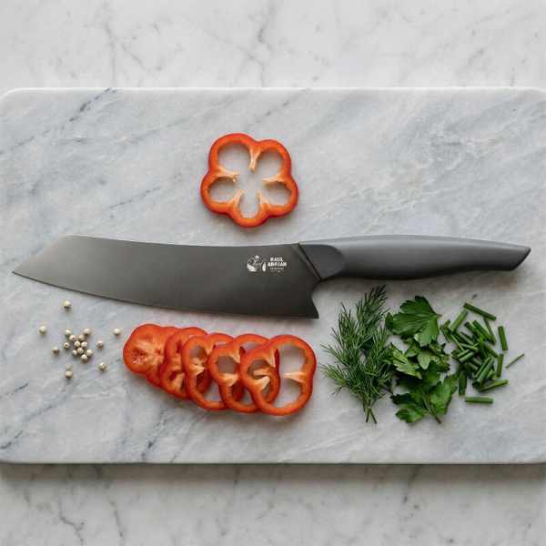 Paul Adrian Chefs Knife Beluga Ebony black DLC, style herbs