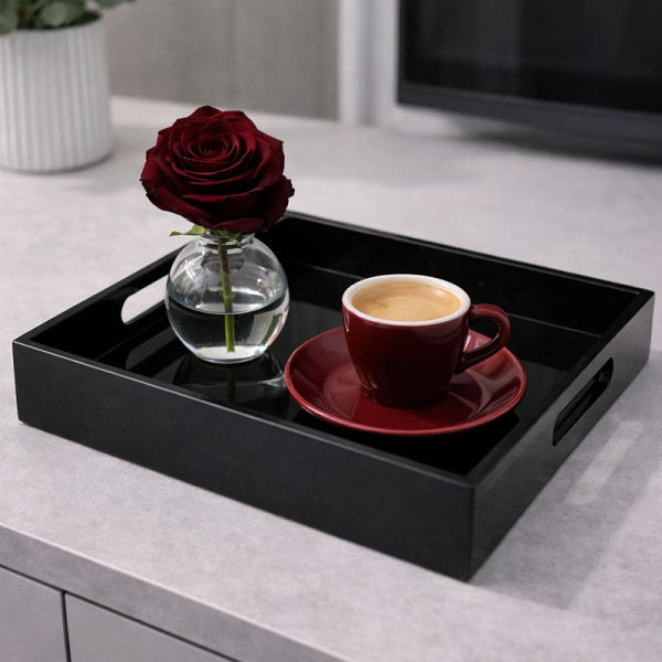 Tablett, Shiny, quadratisch, Lack schwarz, 3 Größen, style