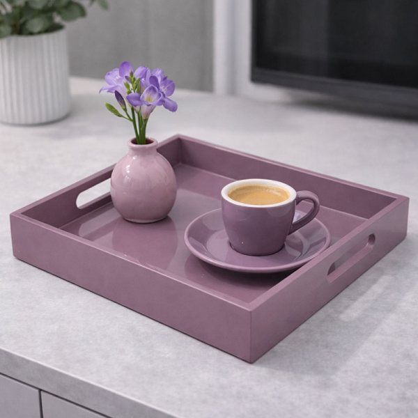 Tablett, Shiny, quadratisch, Lack mauve 3 Größen, style