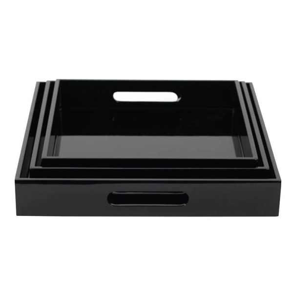 Tablett, Shiny, quadratisch, Lack schwarz, 3 Größen, front