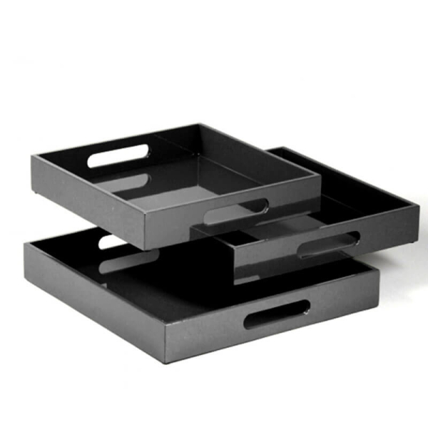 Tablett, Shiny, quadratisch, Lack schwarz, 3 Größen