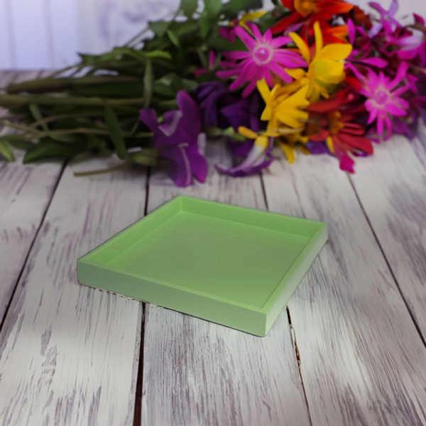Mini Size Tray, square, paint Lacquer limegreen style