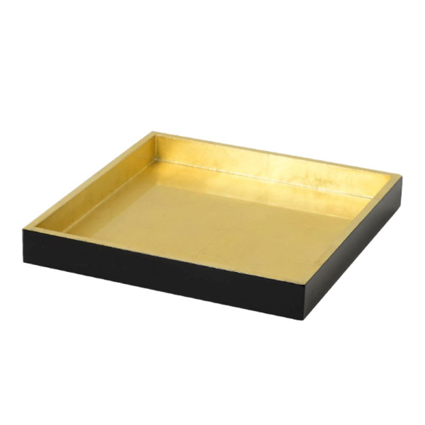 Mini Size Tray, square, paint Lacquer black-gold