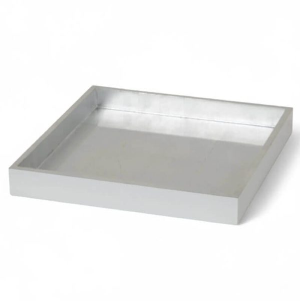 Mini Size Tray, square, paint Lacquer white-silver