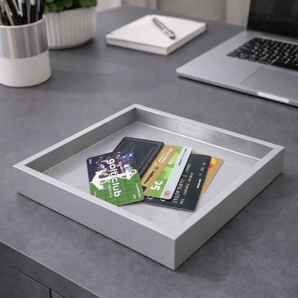 Mini Size Tray, square, paint Lacquer grey, style desk