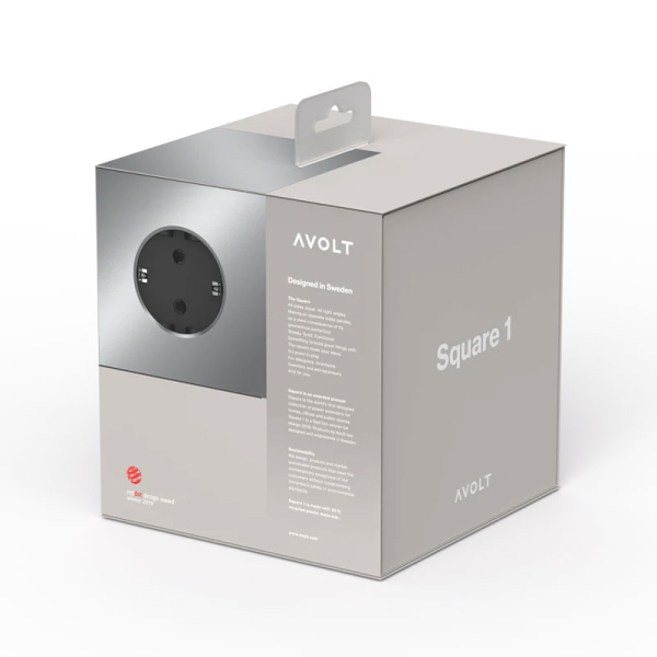 Avolt Square 1, Multi Ladestation, Steckerwürfel aluminium Finish, Giftbox front
