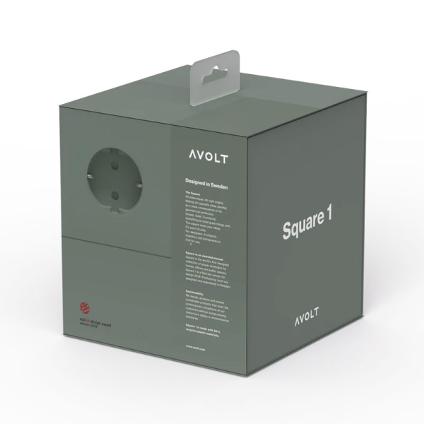 Avolt Square 1, Multi Charging cube, oak green, giftbox side