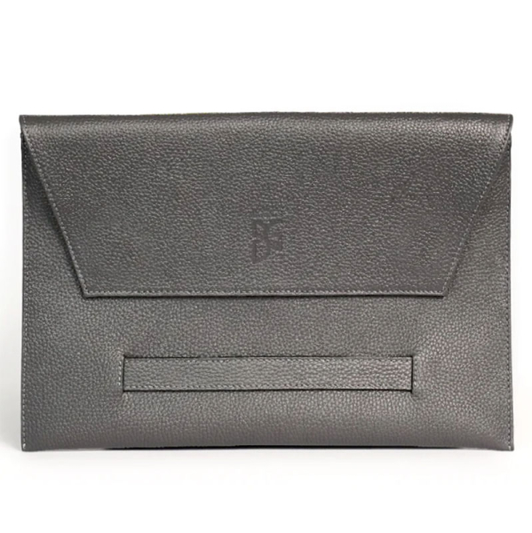 BGents leather Laptop Tablet, Couvert grey, front