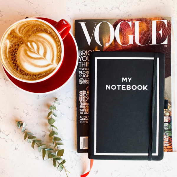 Bag All, Notizbuch A5 in schwarz Druck weiß my notebook, style vogue