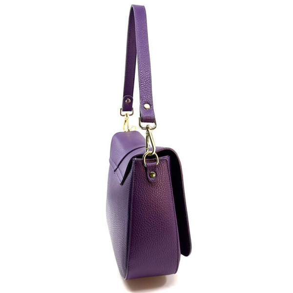 Schultertasche Lara, Leder violett, Seitenansicht