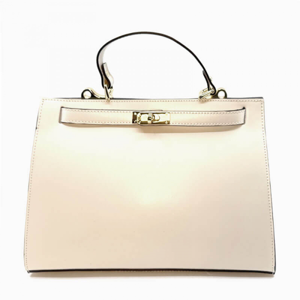 Tote Bag, Lucie leather cream, front