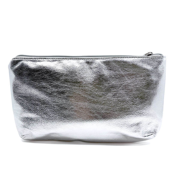 Tote Bag Zita, geflochtenes veganes Leder leder, Metallic silber, porchette