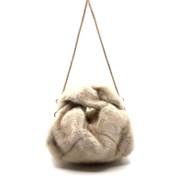 Mini Tote Ida faux fur beige front haengend