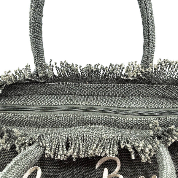 Tote bag, Sun Beach grün mit Stickerei, Verschluss