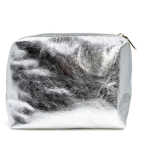 Tote Bag Zita, geflochtenes veganes Leder leder, Metallic silber, porchette