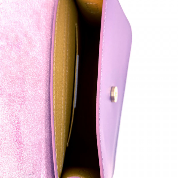 Crossbody-Gwen, Leder flieder, very peri, Gurt verstellbar inside