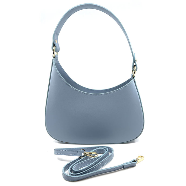 Vimoda Schultertasche Sandy leder hellblau mit Gurt