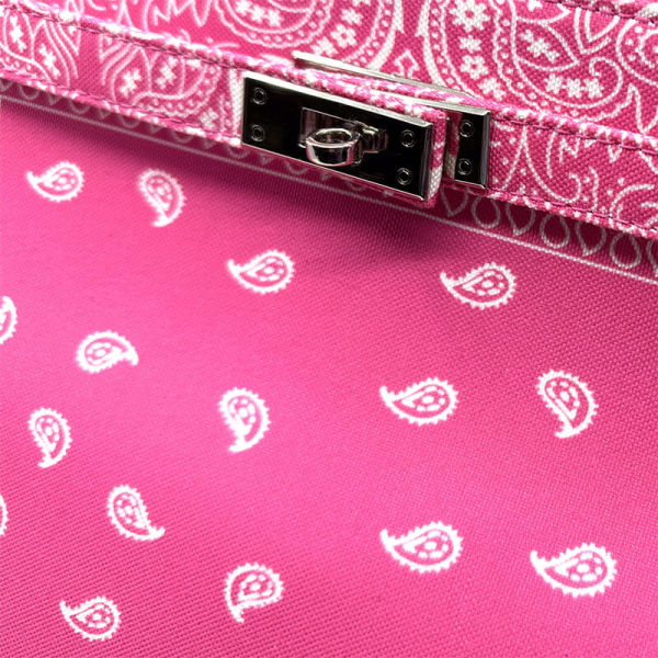 Tote Bag, Frida L, Paisley pink, closure detail side