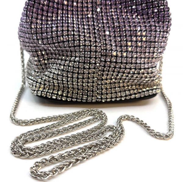 Micro Tote Pixi Kristalle violett verlaufend, detail Kettenriemen