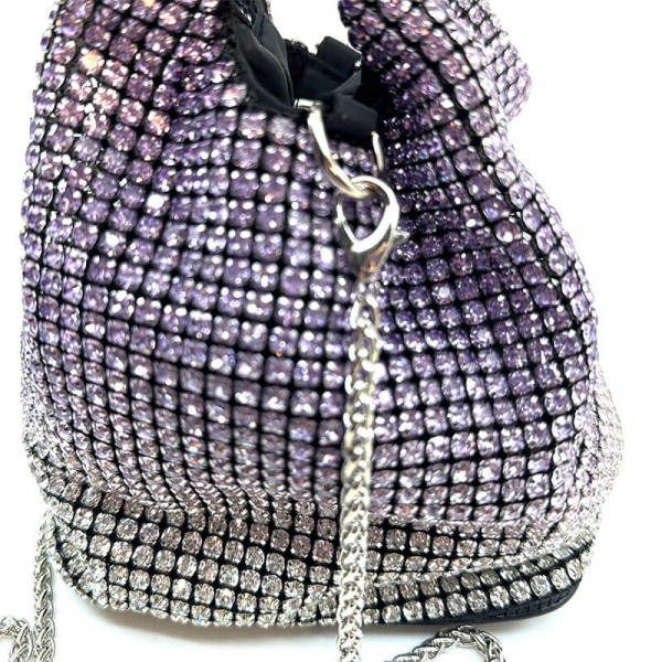 Micro Tote Pixi Kristalle violett verlaufend, detail Kristalle