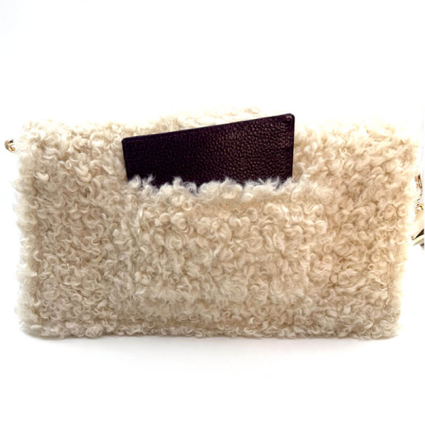 Sholderbag Olivi faux shearling creamwhite shoulder bag, front, back