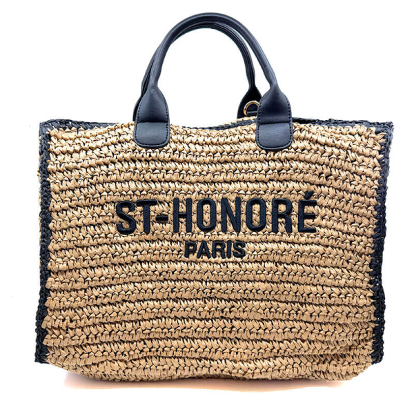 Tote bag, Rupa, Raffiabast, creme schwarz