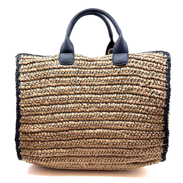 Tote bag, Rupa, Raffiabast, creme schwarz, back