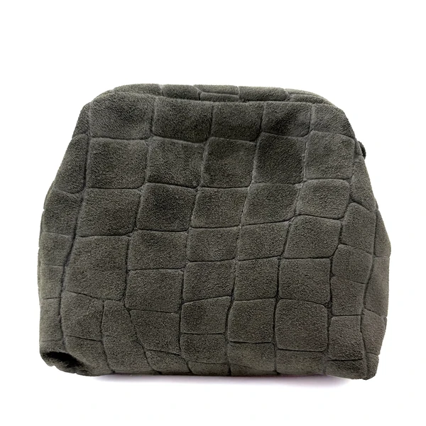 Vimoda Clutch Aura aus olivfarbenem Veloursleder mit Croco-Blindprägung