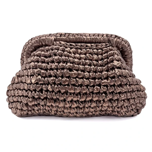 Vimoda CLAUDINE Clutch in Bronze mit metallisch schimmernder Häkelstruktur