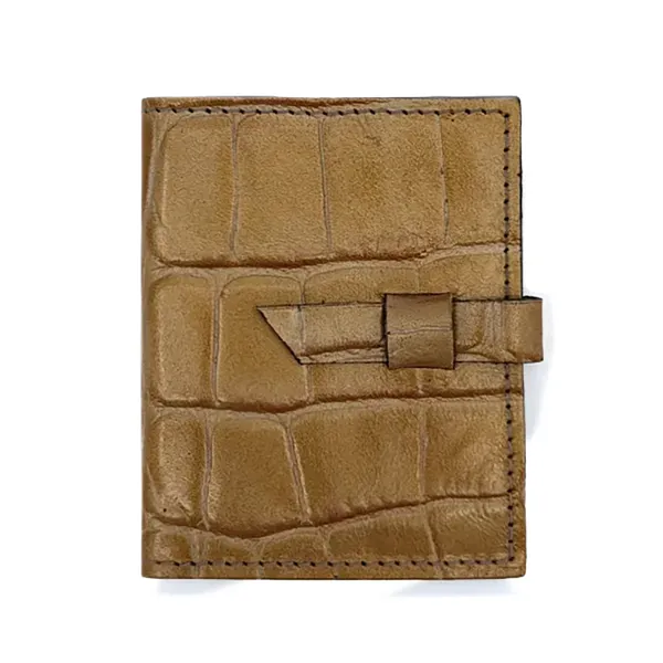 Fotoetui Bella, Leder Fotoetui in goldorange mit Dakar-Prägung, geschlossen mit Lasche, Trixi Gronau