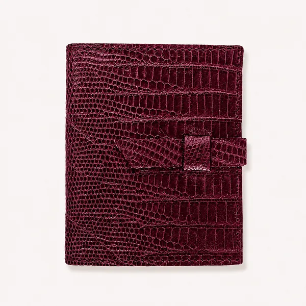 Fotoetui Bella, Leder Fotoetui in aubergine, geschlossen mit Lasche, Trixi Gronau