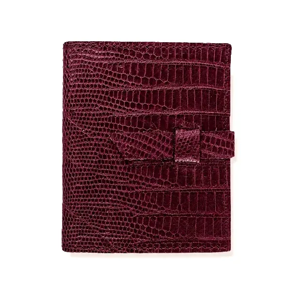 Fotoetui Bella, Leder Fotoetui in aubergine, geschlossen mit Lasche, Trixi Gronau